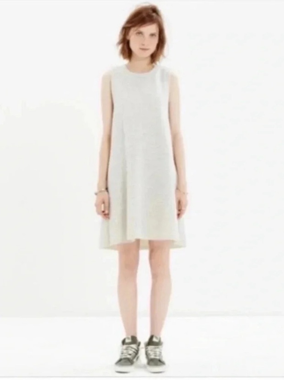 Madewell Womens Anytime Scuba Shift Dress Gray Sleeveless.